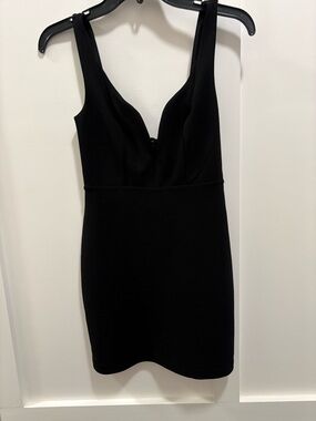 Express Black Mini V‑Neck Bodycon Dress
